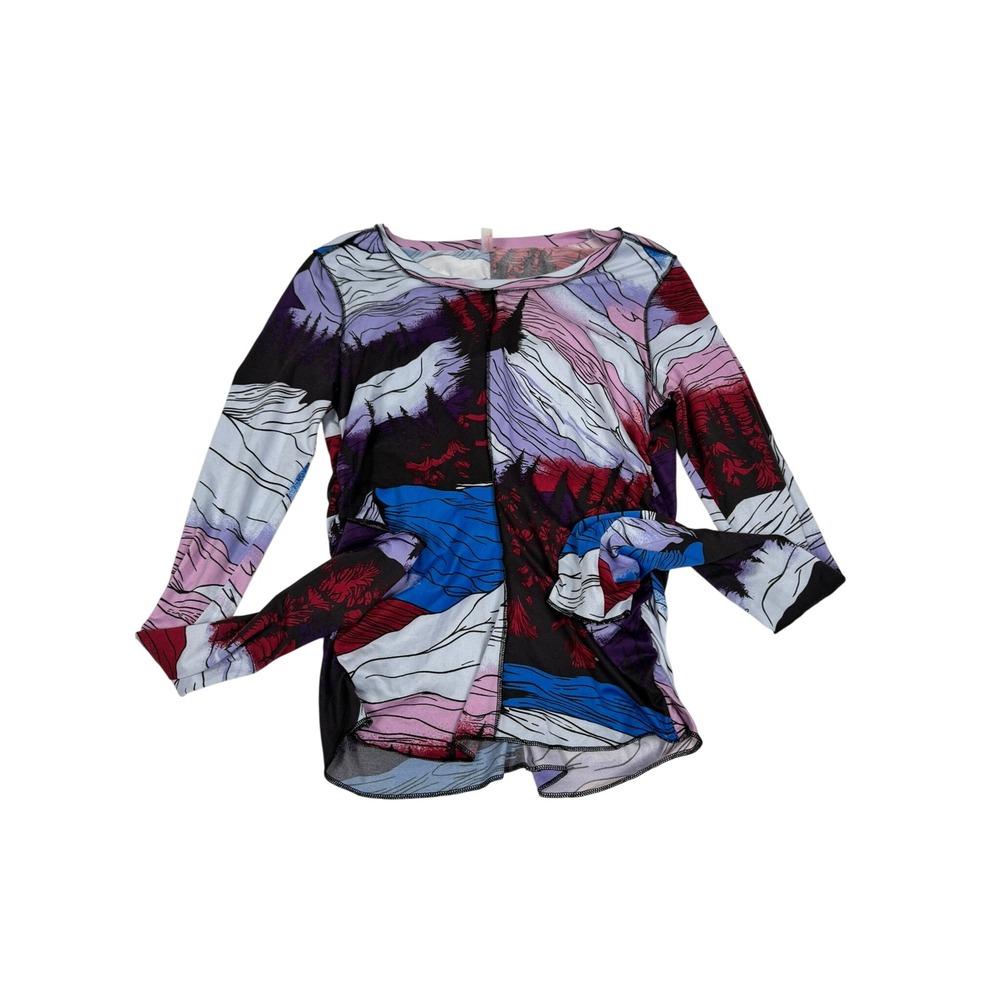 Free People Movement Right on Run Mountain Print Long Sleeve Top Small